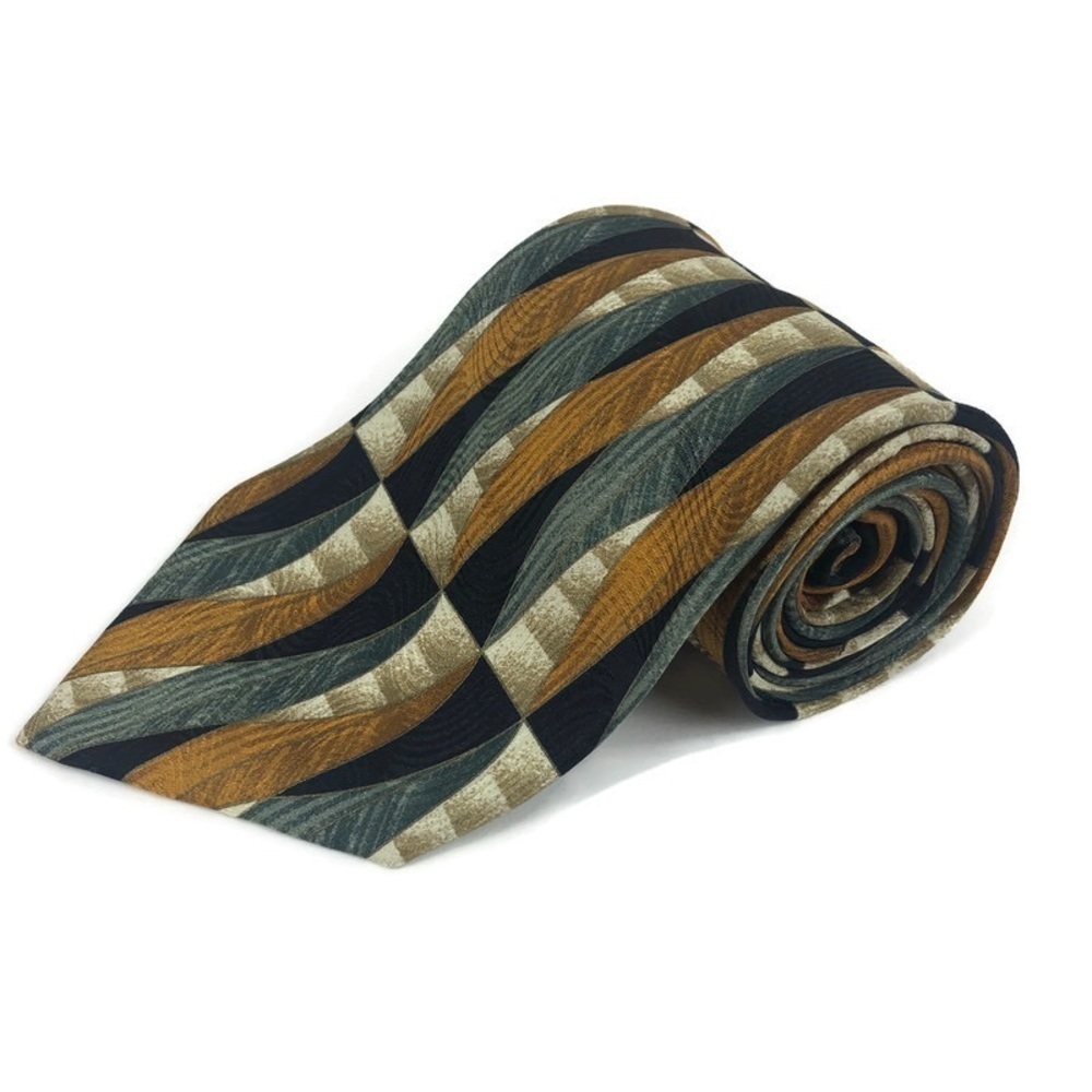 Stefano Milano Mens Tie, Gold Tan Silk Italy